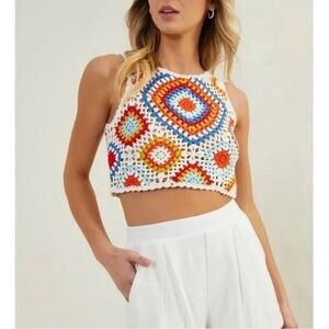 Altar'd State Multicolor Crochet Crop Top